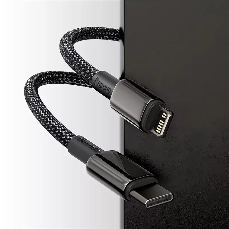 Cabo Baseus Tungsten Gold 2 m preto Lightning USB C