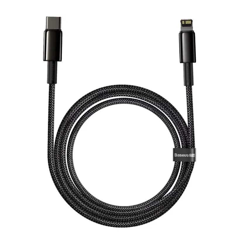 Cabo Baseus Tungsten Gold 2 m preto Lightning USB C