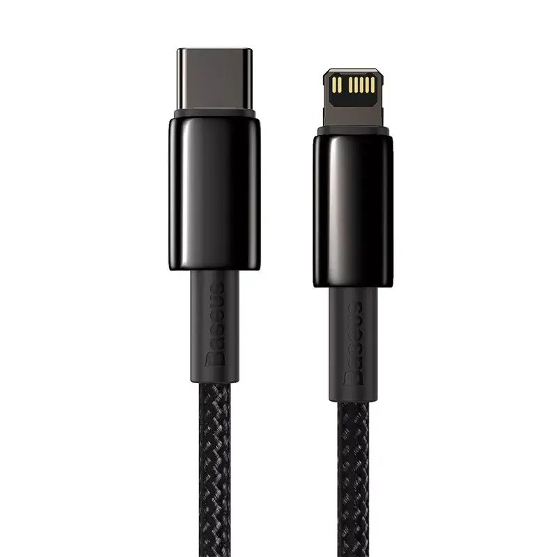 Cabo Baseus Tungsten Gold 2 m preto Lightning USB C