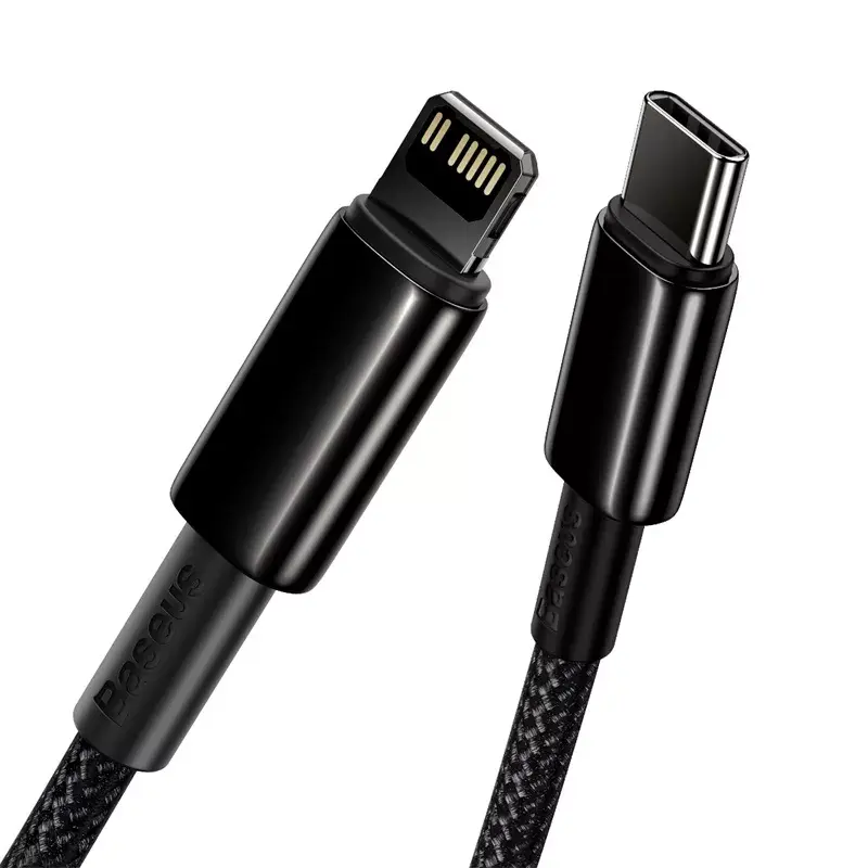 Cabo Baseus Tungsten Gold 2 m preto Lightning USB C
