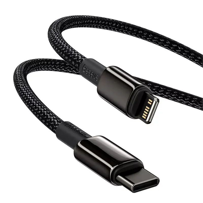 Cabo Baseus Tungsten Gold 2 m preto Lightning USB C