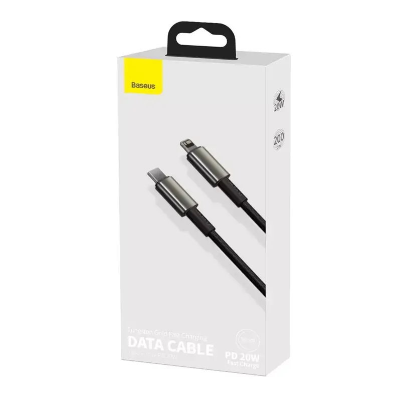 Cabo Baseus Tungsten Gold 2 m preto Lightning USB C