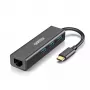 Adaptador USB Type-C para RJ-45 Ethernet com 3x USB Type-A CHOETECH HUB-U02BK