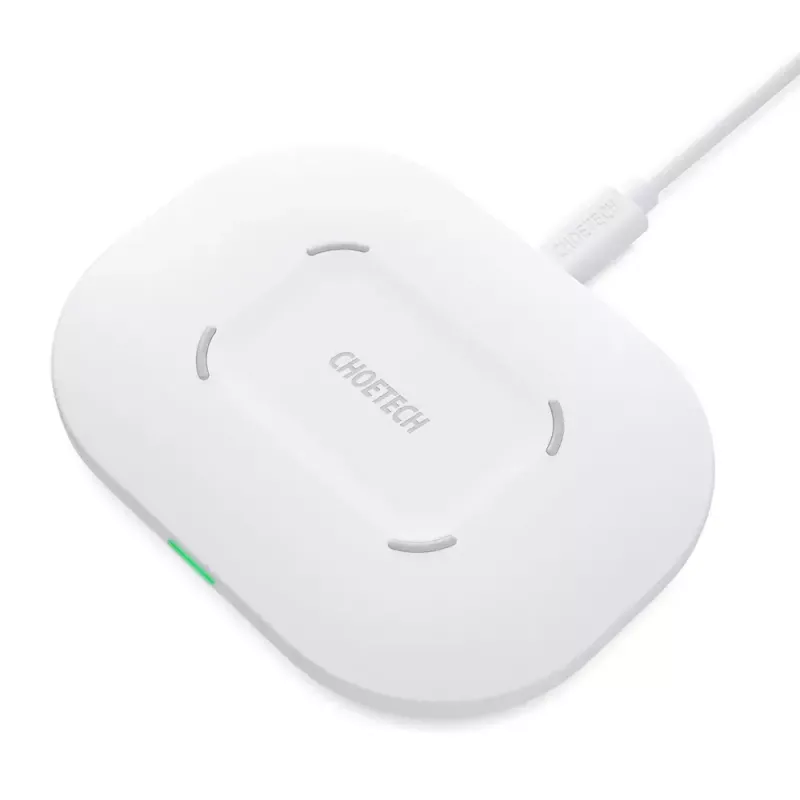 Base de carregamento sem fios CHOETECH T550-F-v2 15W branco — carregador sem fios rápido 15W compatível com Qi