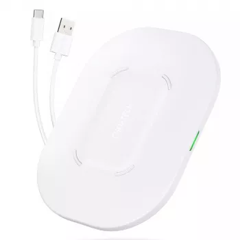 Base de carregamento sem fios CHOETECH T550-F-v2 15W branco — carregador sem fios rápido 15W compatível com Qi