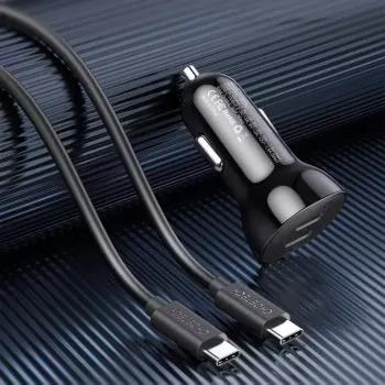 Carregador de interior Choetech TC0008 preto isqueiro de automóvel carregamento rápido