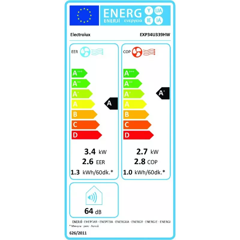 Ar condicionado portátil Electrolux EXP34U339HW 64 dB branco