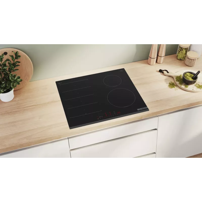 Placa de cozinha Bosch Serie 6 PIX631HC1E preta de encastrar 60 cm placa de indução por zonas 4 zonas