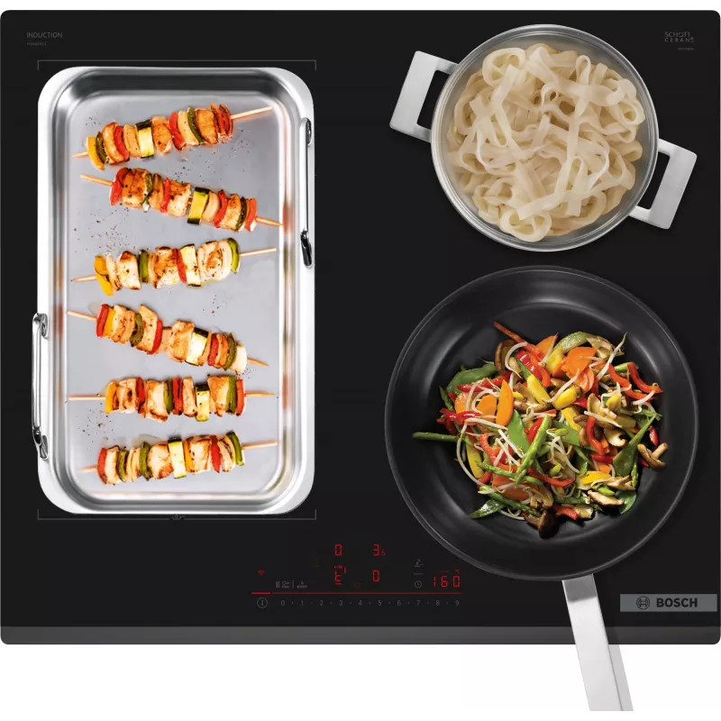 Placa de cozinha Bosch Serie 6 PIX631HC1E preta de encastrar 60 cm placa de indução por zonas 4 zonas
