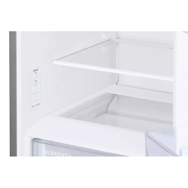 Frigorífico de livre instalação Samsung RB38C6B2E22 com No Frost, abertura da porta à direita, 35 dB, classe de eficiência energética E, capacidade de congelação 8 kg/24h, 4 prateleiras, 2 gavetas de legumes, preto