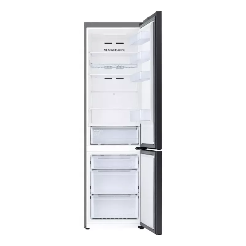 Frigorífico de livre instalação Samsung RB38C6B2E22 com No Frost, abertura da porta à direita, 35 dB, classe de eficiência energética E, capacidade de congelação 8 kg/24h, 4 prateleiras, 2 gavetas de legumes, preto