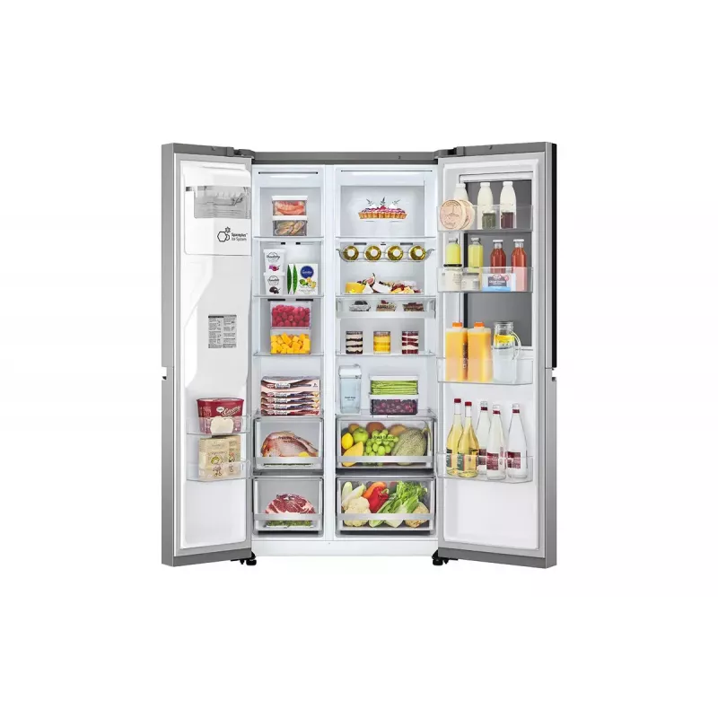 Frigorífico side-by-side LG InstaView GSXV91PZAE de instalação livre 635 L preto, aço inoxidável