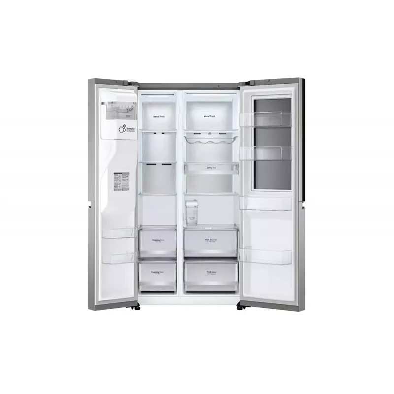 Frigorífico side-by-side LG InstaView GSXV91PZAE de instalação livre 635 L preto, aço inoxidável