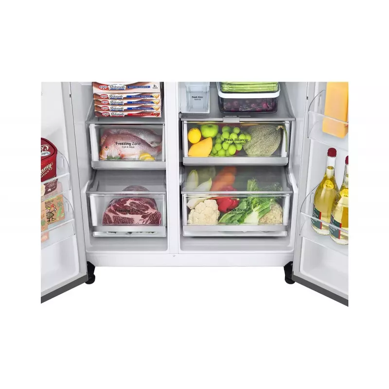 Frigorífico side-by-side LG InstaView GSXV91PZAE de instalação livre 635 L preto, aço inoxidável