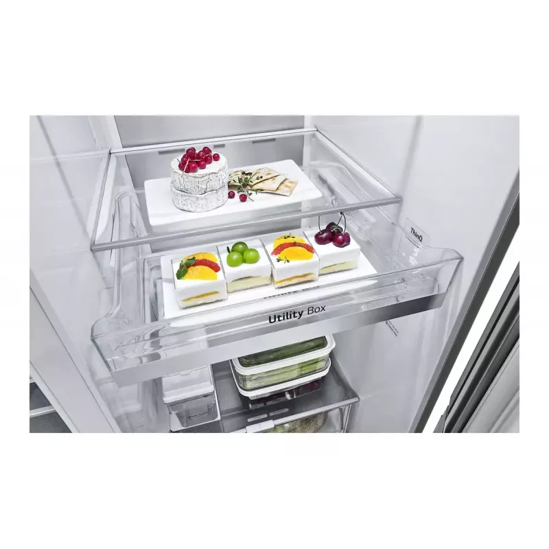 Frigorífico side-by-side LG InstaView GSXV91PZAE de instalação livre 635 L preto, aço inoxidável
