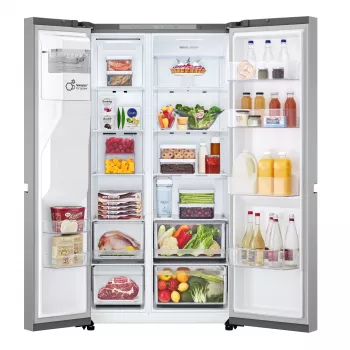 Frigorífico side-by-side LG GSLC41PYPE, 641 L total, zona de refrigeração 420 L / zona de congelação 221 L, de instalação livre, prateado