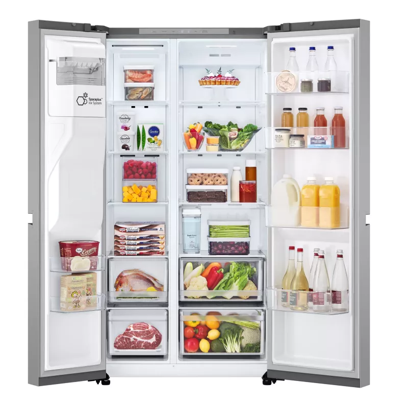 Frigorífico side-by-side LG GSLC41PYPE, 641 L total, zona de refrigeração 420 L / zona de congelação 221 L, de instalação livre, prateado