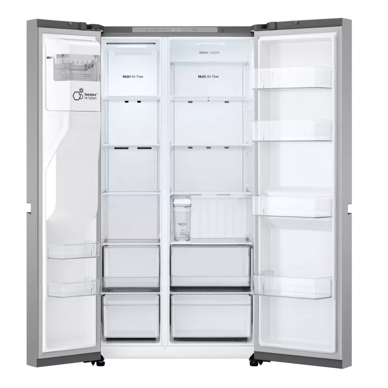 Frigorífico side-by-side LG GSLC41PYPE, 641 L total, zona de refrigeração 420 L / zona de congelação 221 L, de instalação livre, prateado