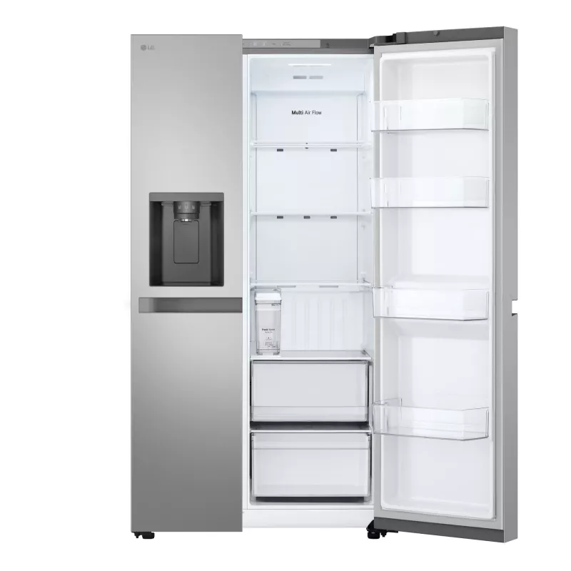 Frigorífico side-by-side LG GSLC41PYPE, 641 L total, zona de refrigeração 420 L / zona de congelação 221 L, de instalação livre, prateado