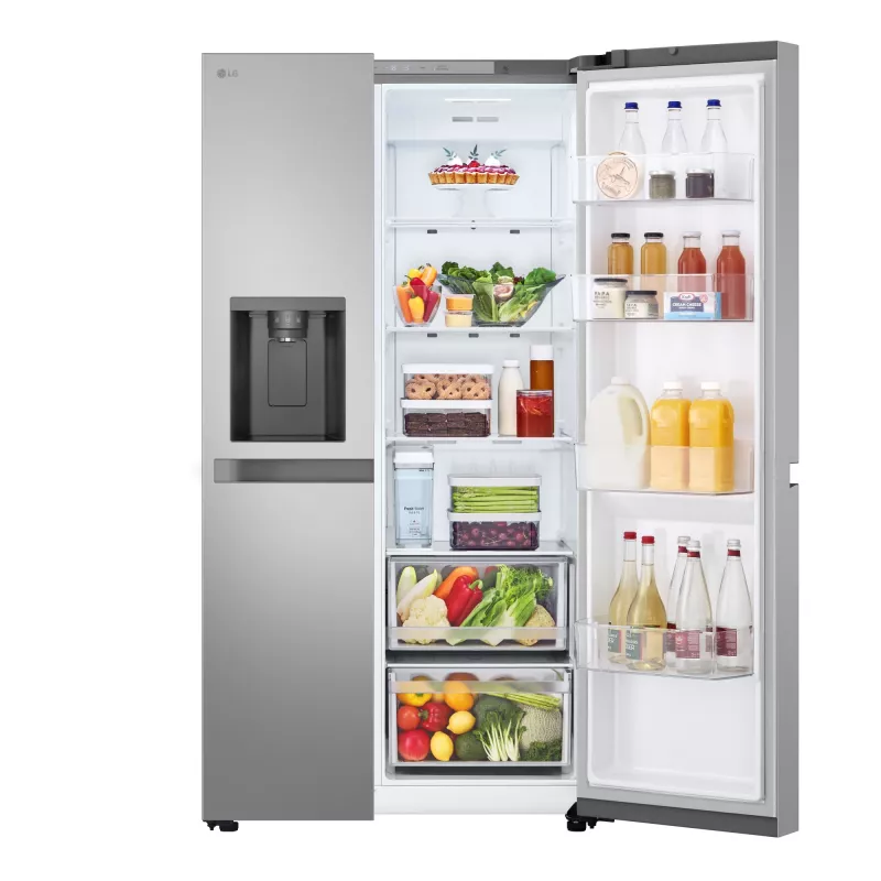 Frigorífico side-by-side LG GSLC41PYPE, 641 L total, zona de refrigeração 420 L / zona de congelação 221 L, de instalação livre, prateado