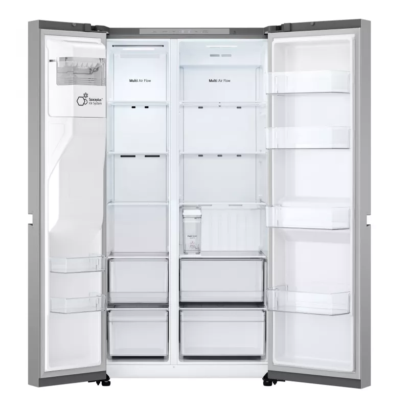 Frigorífico side-by-side LG GSLC41PYPE, 641 L total, zona de refrigeração 420 L / zona de congelação 221 L, de instalação livre, prateado