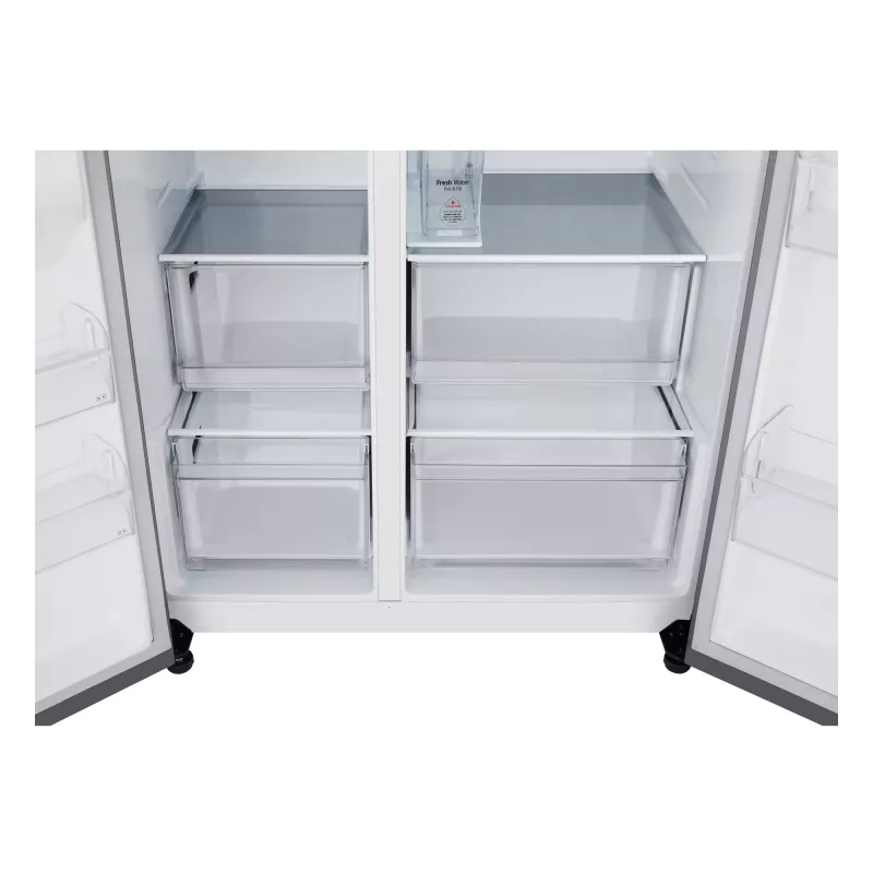 Frigorífico side-by-side LG GSLC41PYPE, 641 L total, zona de refrigeração 420 L / zona de congelação 221 L, de instalação livre, prateado