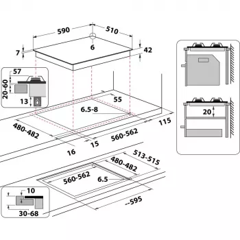 Fogão a gás encastrável Whirlpool AKTL 629/S prateado 4 zona(s)