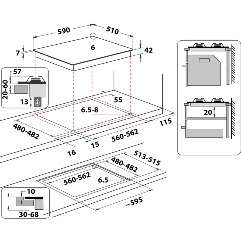 Fogão a gás encastrável Whirlpool AKTL 629/S prateado 4 zona(s)