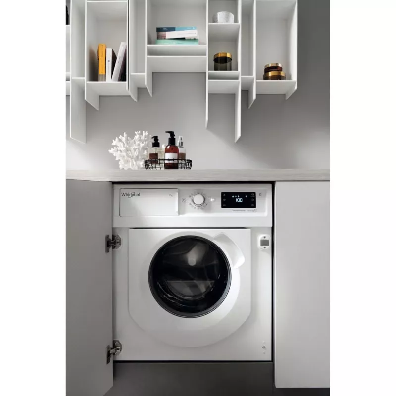 Whirlpool BI WMWG 71483E EU N máquina de lavar roupa totalmente integrável, 7 kg, 1400 rpm, classe energética D, branca