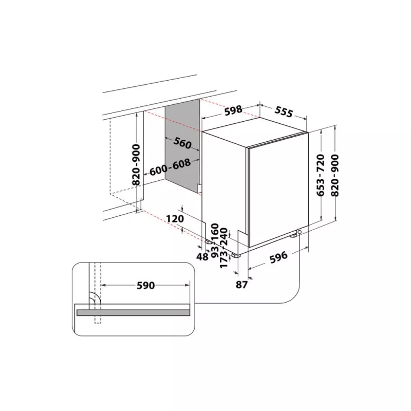 Whirlpool MaxiSpace W8I HT58 T totalmente integrado 14 serviços de mesa
