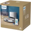 Aspirador robô Philips XU2100/20 — navegação LDS redonda, 2700 Pa de potência de aspiração, 130 min de autonomia, estação de base com esvaziamento automático, saco de pó da base de 3 L, depósito de pó de 0,38 L, Li-Ion 2600 mAh