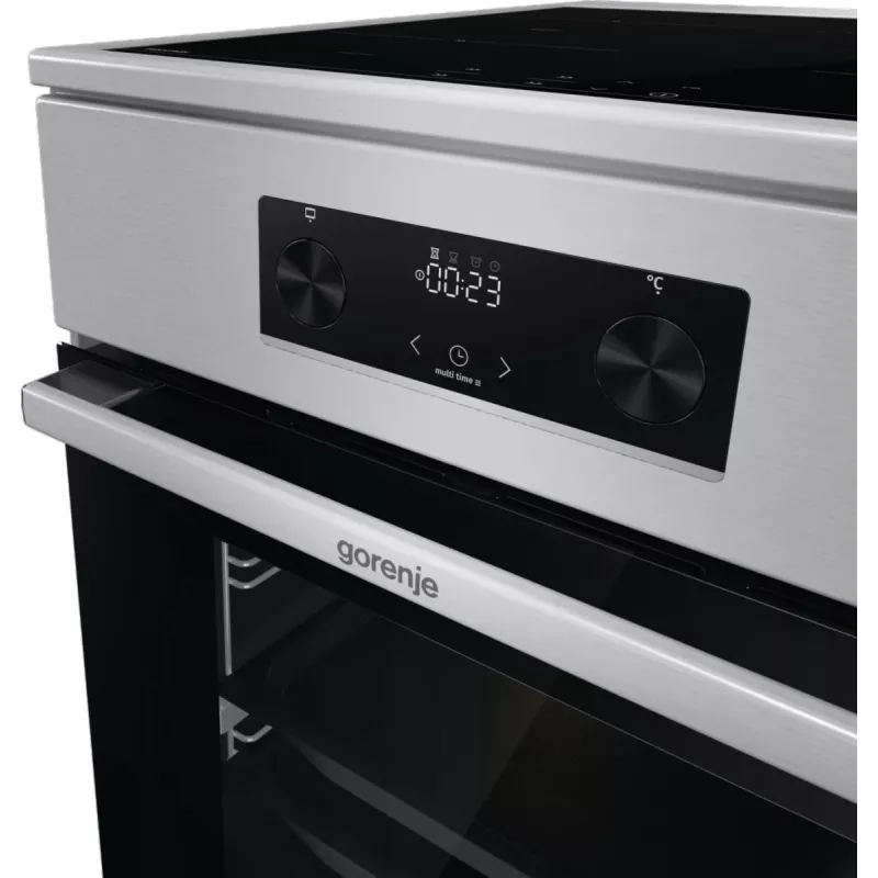 Gorenje GEIT5C61XPG fogão elétrico de instalação livre com placa de indução, 4 zonas, forno de 70 l, limpeza catalítica, 50 cm, aço inoxidável