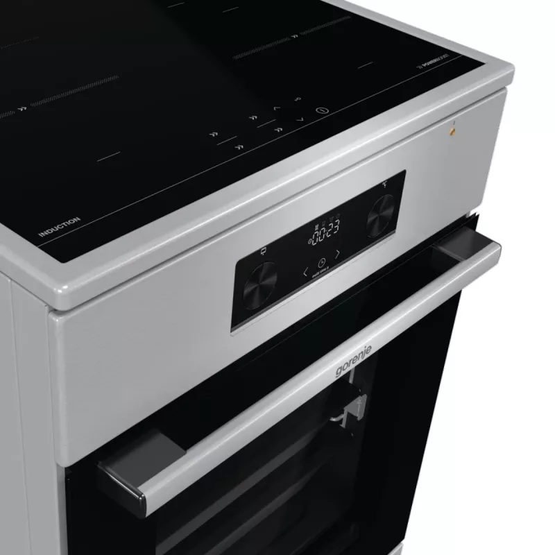 Gorenje GEIT5C61XPG fogão elétrico de instalação livre com placa de indução, 4 zonas, forno de 70 l, limpeza catalítica, 50 cm, aço inoxidável