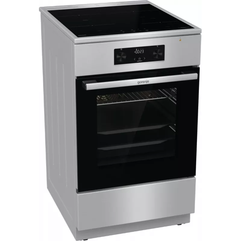 Gorenje GEIT5C61XPG fogão elétrico de instalação livre com placa de indução, 4 zonas, forno de 70 l, limpeza catalítica, 50 cm, aço inoxidável