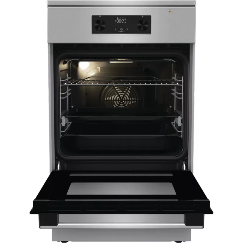 Gorenje GEIT5C61XPG fogão elétrico de instalação livre com placa de indução, 4 zonas, forno de 70 l, limpeza catalítica, 50 cm, aço inoxidável