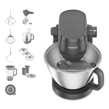 Robot de cozinha Kenwood KHC30.070GY — 1000 W, taça de aço inoxidável de 4,3 L, botão rotativo, cinzento
