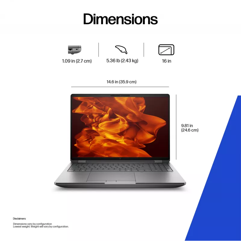 Portátil HP ZBook Fury 16 G1i 16 polegadas Intel Core Ultra 7 32GB RAM 1TB SSD RTX PRO 2000 Win 11 Pro