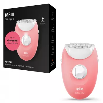 Braun Silk-épil 3 3-176 depiladora com 3 extras, rosé, branco, 20 pinças, barbear, AC, 100 - 240 V, 50 - 60 Hz