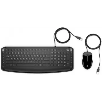 HP Pavilion teclado e rato 200, com fios, USB, mecânico, QWERTY, preto, rato incluído