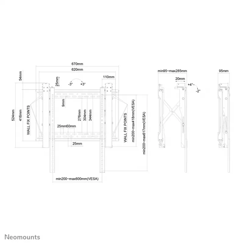Neomounts Suporte para parede de vídeo, 70 kg, 81,3 cm (32