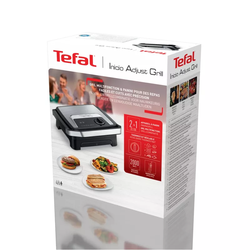 Grelhador de contacto Tefal Inicio Adjust GC272D10 com placas antiaderentes e temperatura ajustável