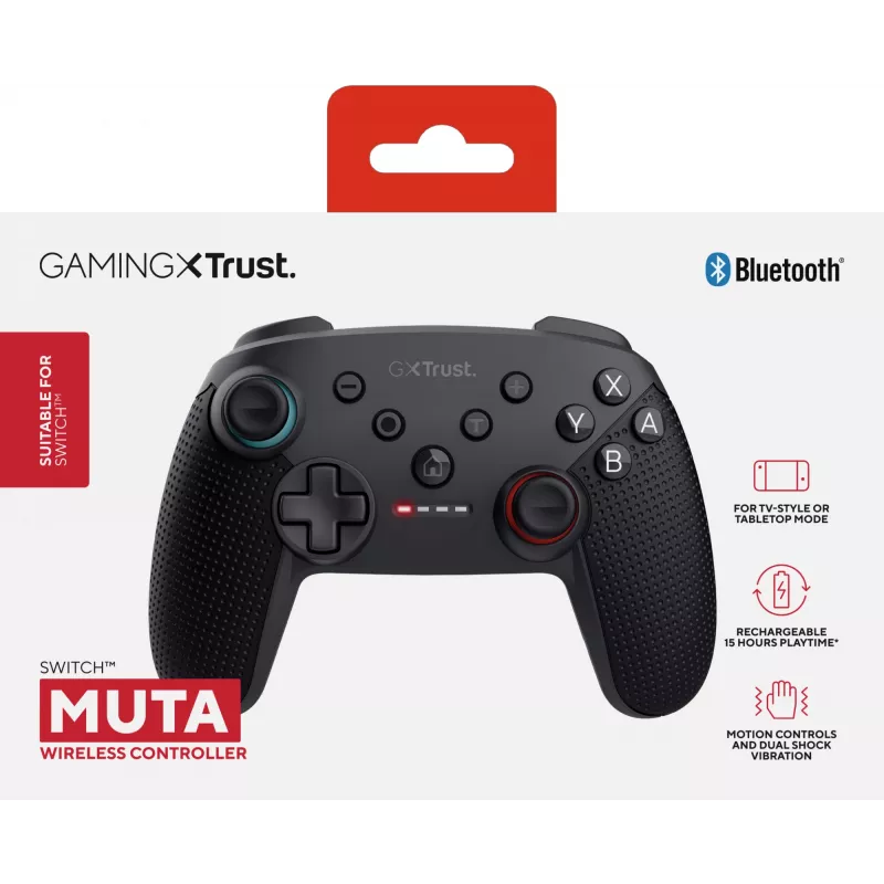 Trust GXT 1246 MUTA Preto Bluetooth Gamepad Analógico / Digital Nintendo Switch, Nintendo Switch Lite, Nintendo Switch OLED