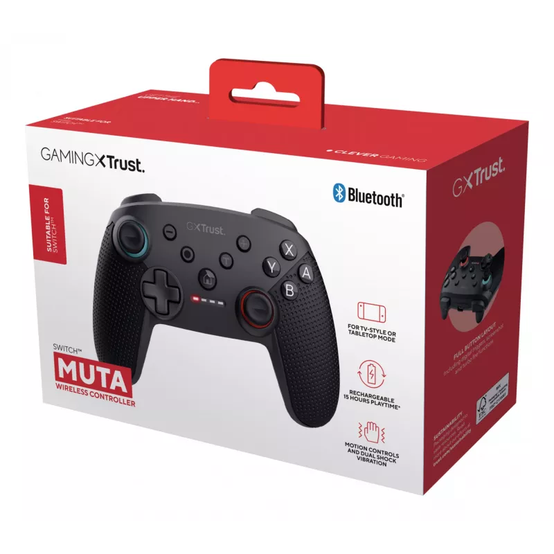 Trust GXT 1246 MUTA Preto Bluetooth Gamepad Analógico / Digital Nintendo Switch, Nintendo Switch Lite, Nintendo Switch OLED