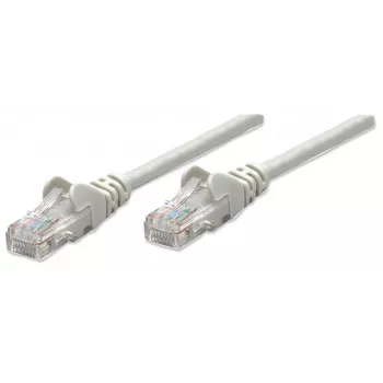 Intellinet Cabo de rede patch, Cat5e, 10 m, Cinzento, CCA, U/UTP, PVC, RJ45, contactos banhados a ouro, proteção anti-dobra, ficha moldada, garantia vitalícia