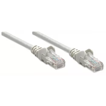 Intellinet Cabo de rede patch, Cat5e, 10 m, Cinzento, CCA, U/UTP, PVC, RJ45, contactos banhados a ouro, proteção anti-dobra, ficha moldada, garantia vitalícia