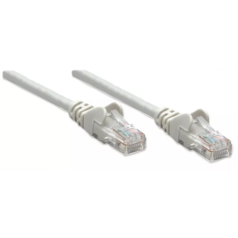 Intellinet Cabo de rede patch, Cat5e, 20m, Cinzento, CCA, U/UTP, PVC, RJ45, contactos banhados a ouro, proteção anti-dobra, proteção de ficha moldada, garantia vitalícia