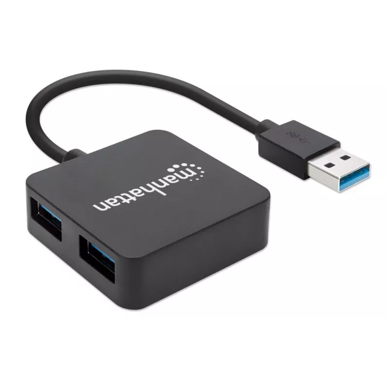 Manhattan 162296 hub USB-A de 4 portas, 4x USB-A, 5 Gbps (USB 3.2 Gen1 / USB 3.0), alimentado por barramento, de secretária