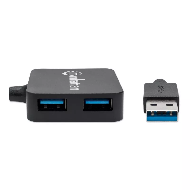 Manhattan 162296 hub USB-A de 4 portas, 4x USB-A, 5 Gbps (USB 3.2 Gen1 / USB 3.0), alimentado por barramento, de secretária
