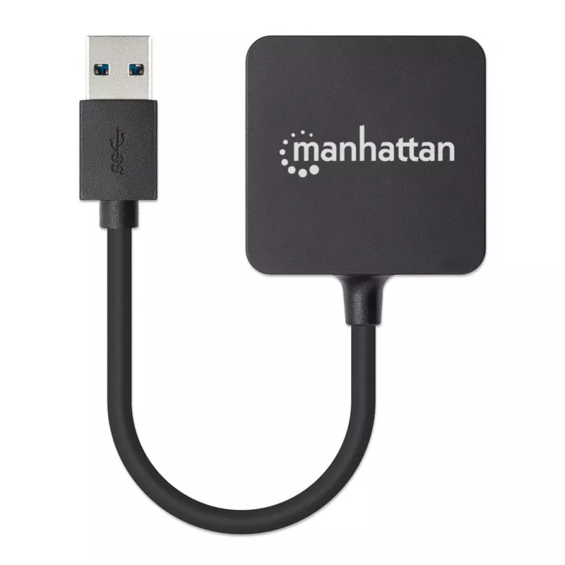 Manhattan 162296 hub USB-A de 4 portas, 4x USB-A, 5 Gbps (USB 3.2 Gen1 / USB 3.0), alimentado por barramento, de secretária