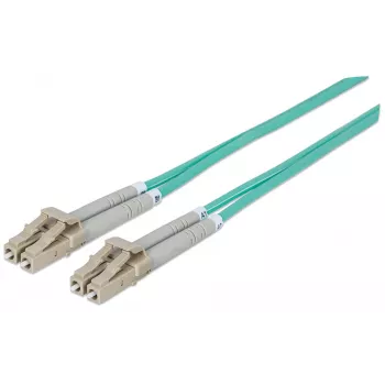 Intellinet Cabo de rede de fibra ótica, OM3, LC/LC, 2 m, Aqua, Duplex, Multimodo, 50/125 µm, LSZH, Fibra, Garantia vitalícia